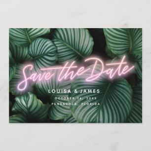 Neon Grey Modern Tropical Save the Date Inbjudningar