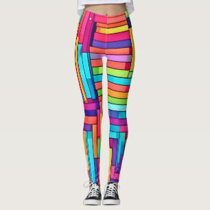 Neon Grid - Färgfull Abstrakt Mosaic Leggings