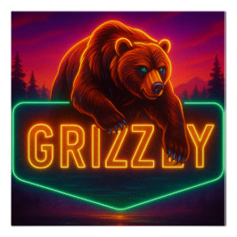 Neon Grizzly Poster Perfect Poster