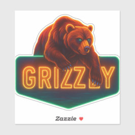 Neon Grizzly Sticker Klistermärken