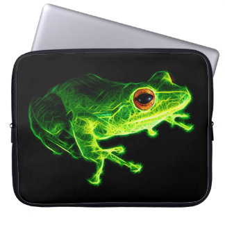 Neon Grön Elektrisk Trädgroda - Lysande Djur Des Laptop Fodral