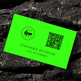 Neon Grön Fet Anpassat Företagets Logotyp QR-kod Visitkort
