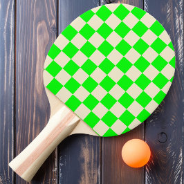 Neon Grön & Kräm Schackrutig Pingisracket