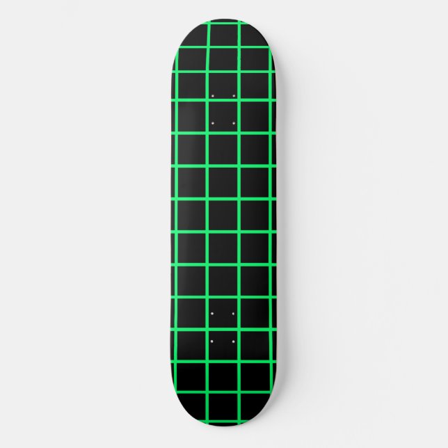 Neon Grön och Svart Rutnät Skateboard Däck Bräda 20 Cm (Framsida)