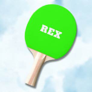 Neon Grön och Vit Modern Namn Husdjur Pingisracket