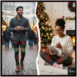 Neon Grön Röd Rutig Buffalo Grunge Leggings