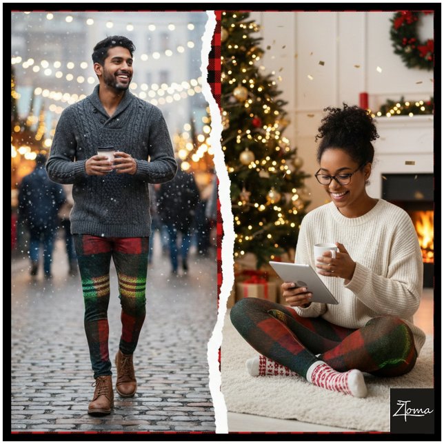 Neon Grön Röd Rutig Buffalo Grunge Leggings (Skapare uppladdad)