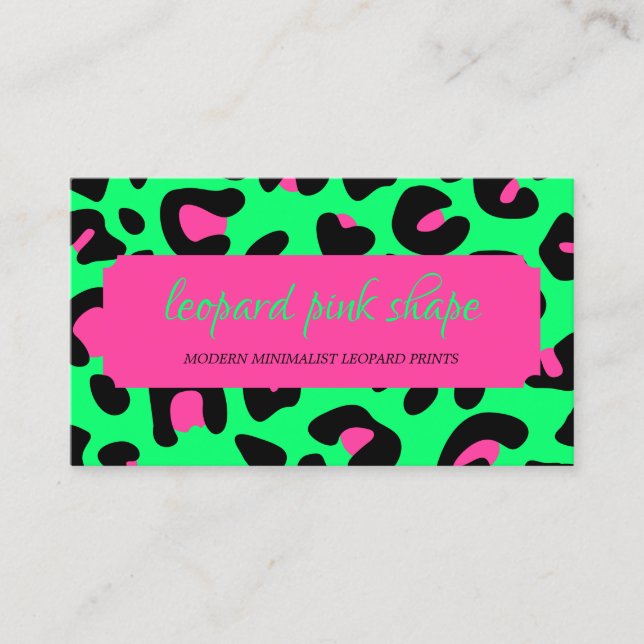Neon Grön Rosa Leopard Visitkort (Framsida)