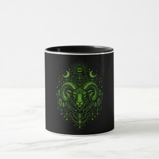 Neon Grön Väduren Zodiak Vädur - Geometrisk Astrol Mugg