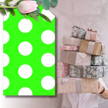 Neon Grön Vit Stor Prickar