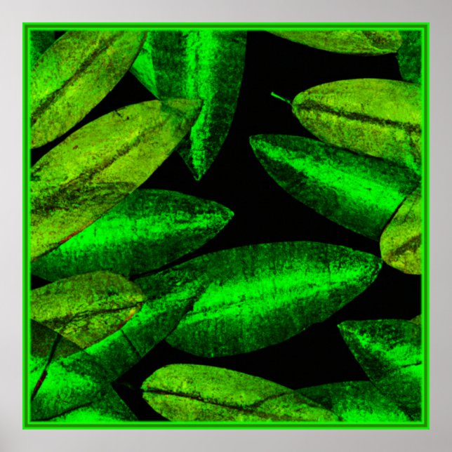 Neon Gröna Blad Art. Köp Nu Poster (Framsidan)