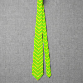neon gröna och gula sicksackmönster slips