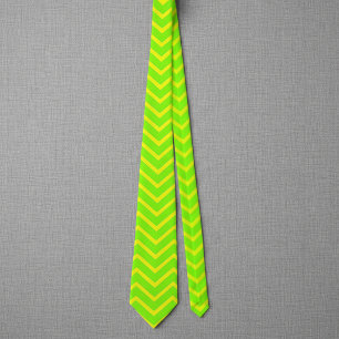 neon gröna och gula sicksackmönster slips