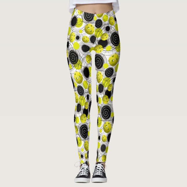 Neon gröna Pickleballs - damasker Leggings (Framsida)