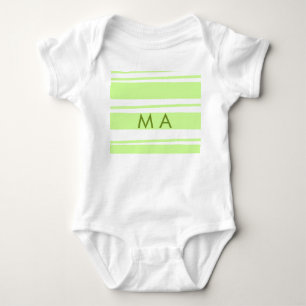 Neon gröna ränder Grekiskt mönster bokstavsmonogra T Shirt