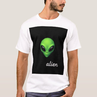 Neon Grönt Alien Head T-Shirt - Sci-Fi Space Vibes