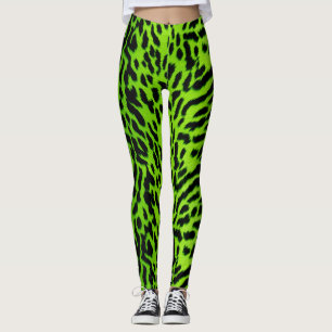Neon Grönt animal skin mönster Animalia Leggings