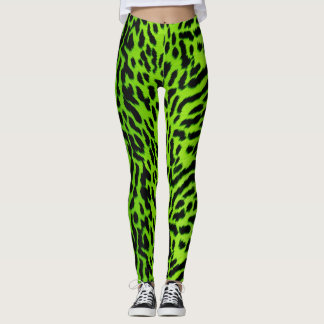 Neon Grönt animal skin mönster Animalia Leggings