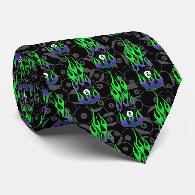 Neon Grönt åtta Boll Slips (Rullad)