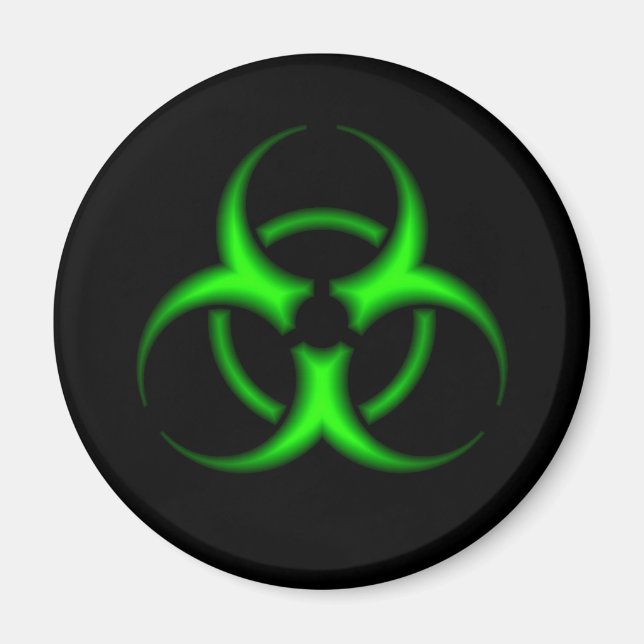 Neon Grönt Biohazard Symbol Magnet (Framsidan)