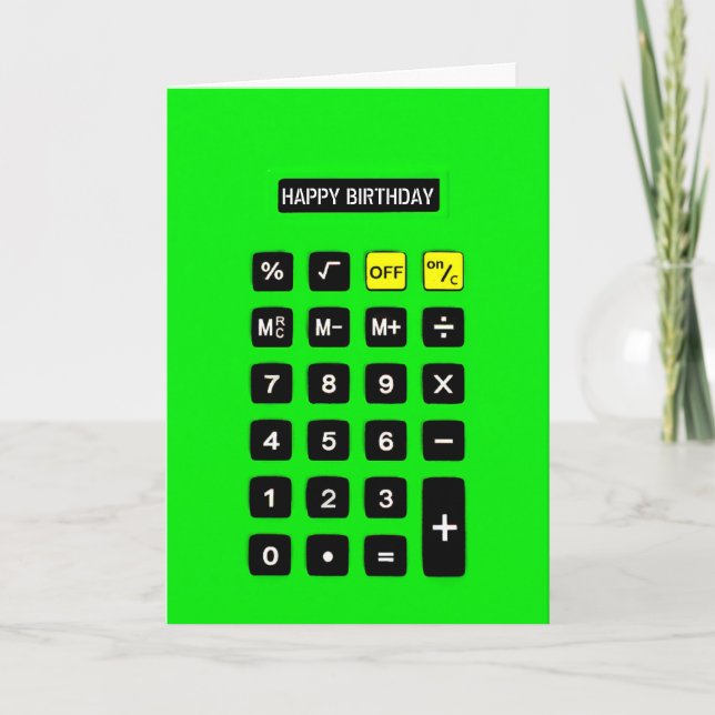 Neon Grönt Birthday Calculator Kort (Framsida)