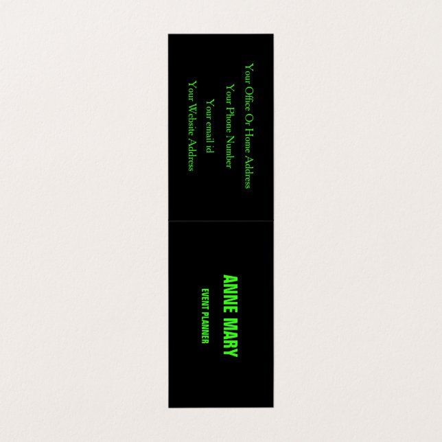 Neon Grönt Black Anpassningsbar Färg Bröllop Moder Visitkort (Utsida ovikt)