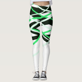 Neon Grönt Black White Rand Geometric Leggings