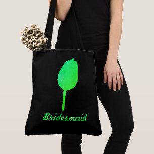 Neon Grönt Blommigt Tulip Abstrakt Bridesmaid Gift Tygkasse