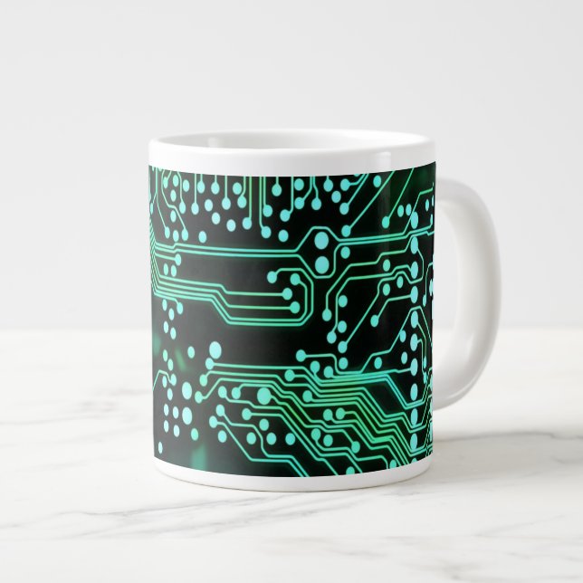 Neon Grönt Circuboard Jumbo Mugg (Framsida höger)