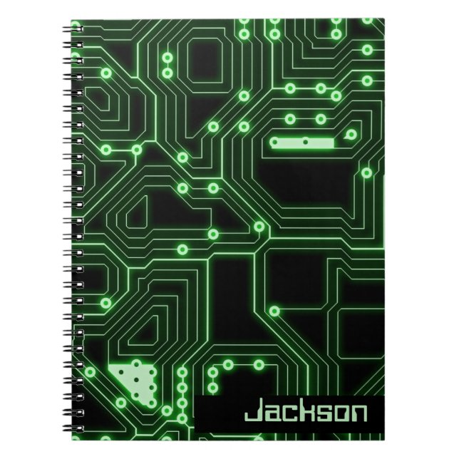 Neon Grönt Circuboard | Personlig Spiral ej Anteckningsbok (Framsidan)