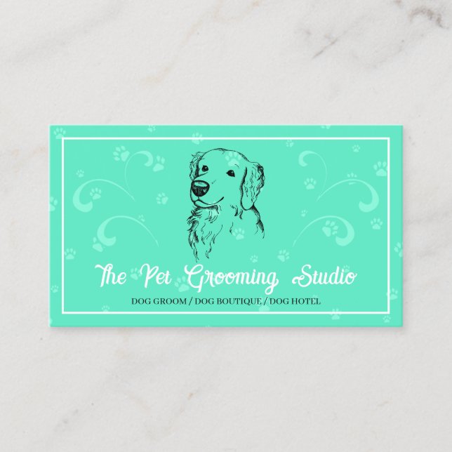 Neon Grönt Classy Stil Pet Hund Golden Retriever Visitkort (Framsida)