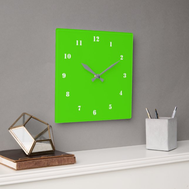 Neon Grönt Clock Anpassningsbar Färg design din eg Fyrkantig Klocka (Kontor)