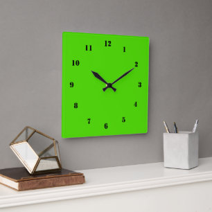 Neon Grönt Clock Anpassningsbar Färg din egen kons Fyrkantig Klocka