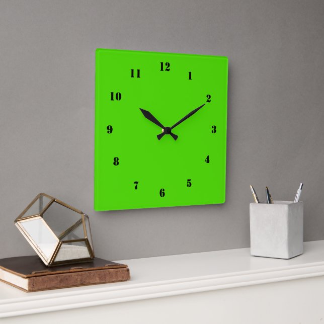 Neon Grönt Clock Anpassningsbar Färg din egen kons Fyrkantig Klocka (Kontor)
