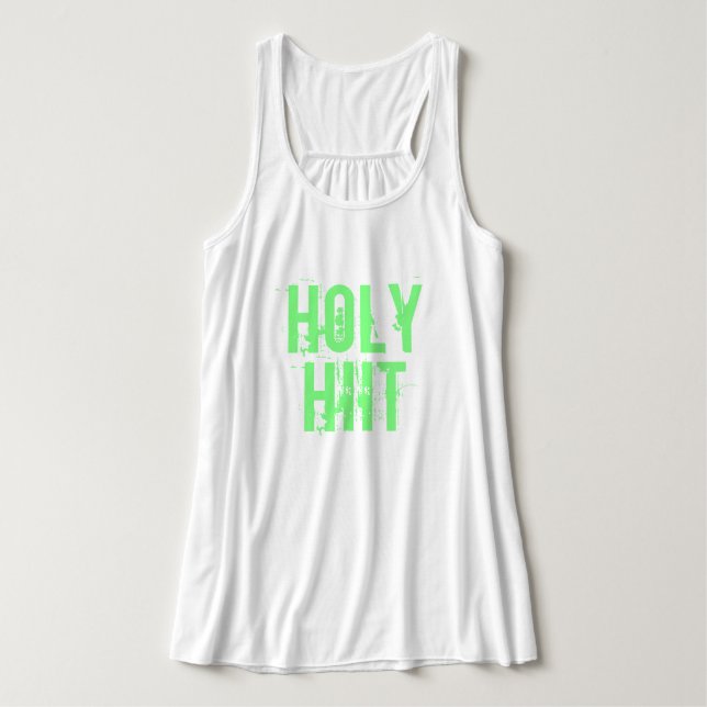 Neon Grönt Distress Brev "Heliga HIIT Workout" Linne Med Racerback (Design framsida)