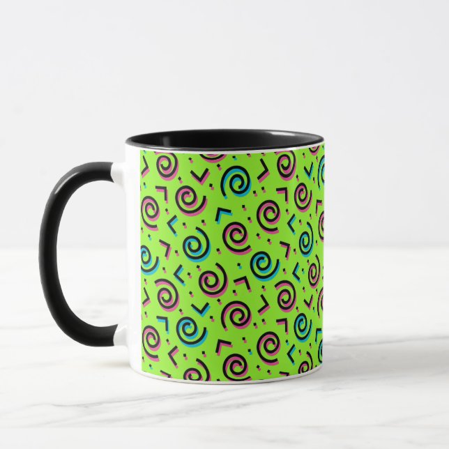 Neon Grönt Doodle Mönster Mugg (Vänster)
