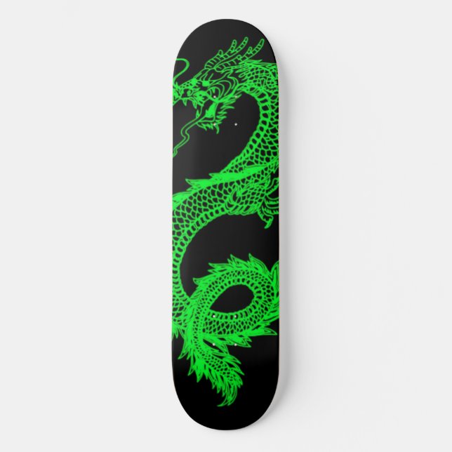 Neon Grönt Dragon Skateboard Deck (Framsida)
