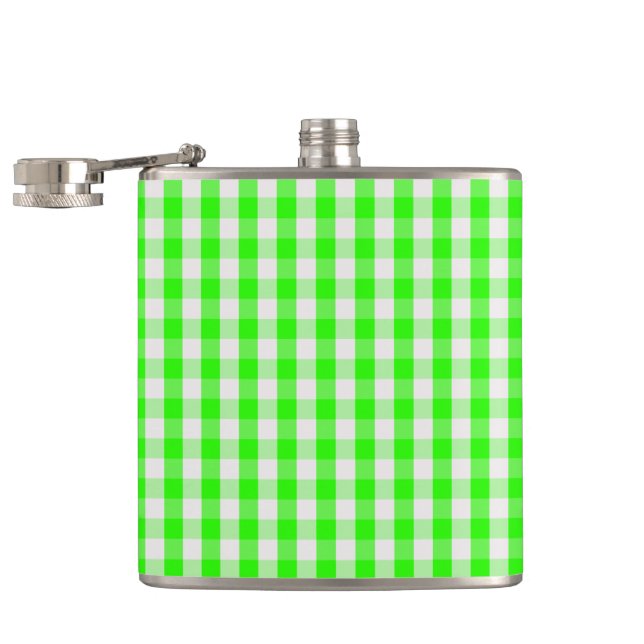 Neon Grönt Gingham Mönster av Shirley Taylor Fickplunta (Öppnad)