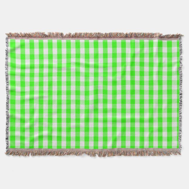 Neon Grönt Gingham Mönster av Shirley Taylor Filt (Framsidan)