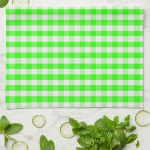 Neon Grönt Gingham Mönster av Shirley Taylor Kökshandduk