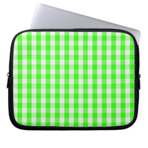 Neon Grönt Gingham Mönster av Shirley Taylor Laptop Sleeve