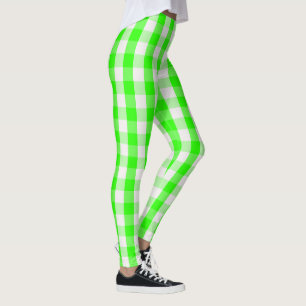 Neon Grönt Gingham Mönster av Shirley Taylor Leggings