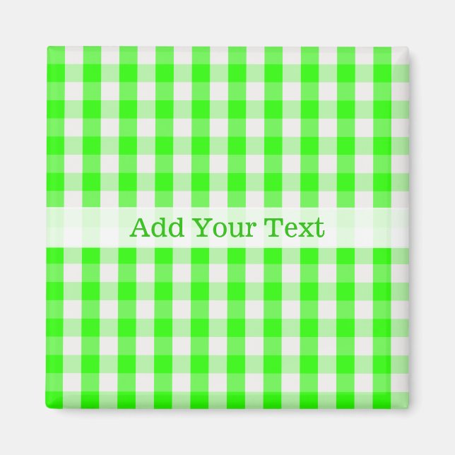 Neon Grönt Gingham Mönster av Shirley Taylor Magnet (Framsidan)