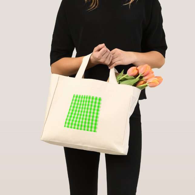 Neon Grönt Gingham Mönster av Shirley Taylor Mini Tygkasse (Framsida (produkt))
