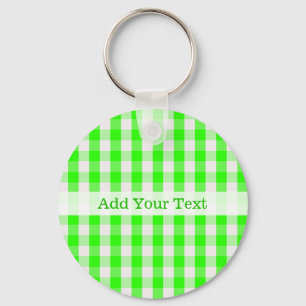 Neon Grönt Gingham Mönster av Shirley Taylor Nyckelring