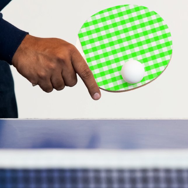 Neon Grönt Gingham Mönster av Shirley Taylor Pingisracket (Insitu)