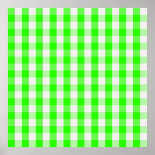 Neon Grönt Gingham Mönster av Shirley Taylor Poster (Framsidan)