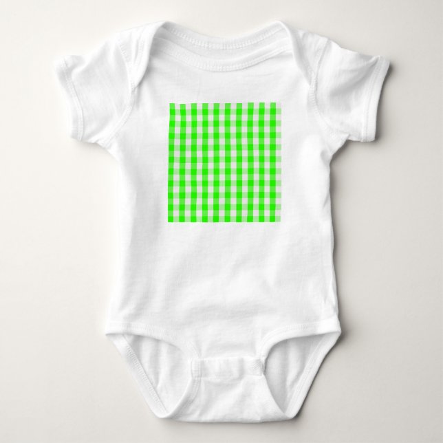 Neon Grönt Gingham Mönster av Shirley Taylor Tee Shirt (Framsida)