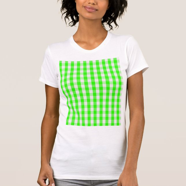 Neon Grönt Gingham Mönster av Shirley Taylor Tröja (Framsida)