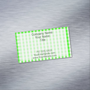 Neon Grönt Gingham Mönster Visitkortmagnet